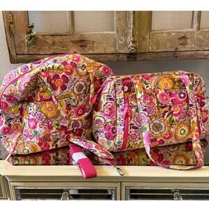 VERA BRADLEY Set of 2 Clementine Travel Shoulder Bags Purses Handbag Suitcase